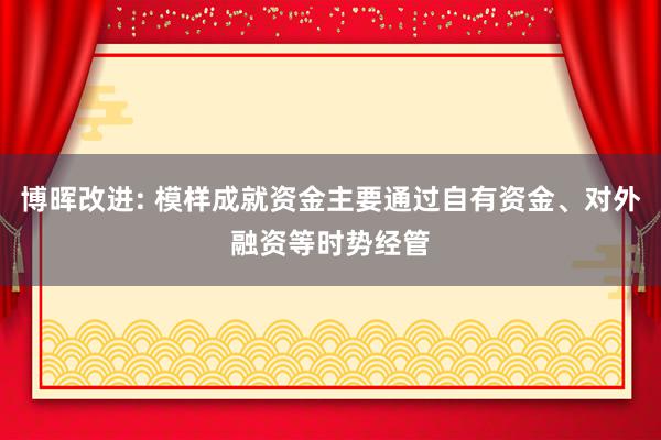 博晖改进: 模样成就资金主要通过自有资金、对外融资等时势经管