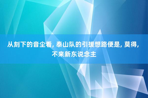 从刻下的音尘看, 泰山队的引援想路便是, 莫得, 不来新东说念主