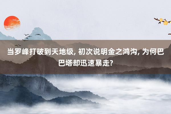 当罗峰打破到天地级, 初次说明金之鸿沟, 为何巴巴塔却迅速暴走?