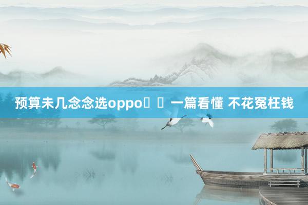 预算未几念念选oppo⁉️一篇看懂 不花冤枉钱