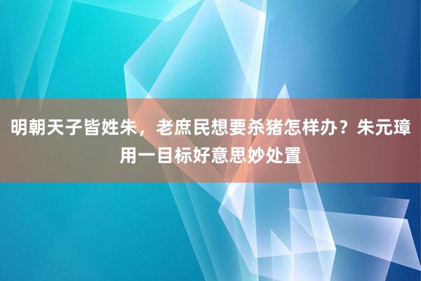 明朝天子皆姓朱，老庶民想要杀猪怎样办？朱元璋用一目标好意思妙处置