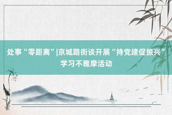 处事“零距离”|京城路街谈开展“持党建促振兴”学习不雅摩活动