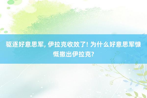 驱逐好意思军, 伊拉克收效了! 为什么好意思军慷慨撤出伊拉克?